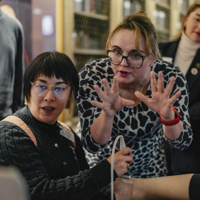 two people practicing podiatric care