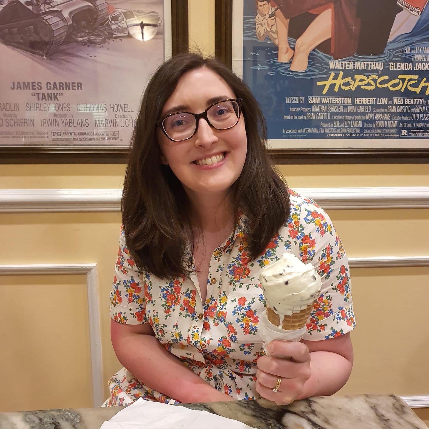 Woman smiling with an ice cream