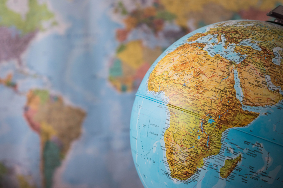 Globe and map of the world 